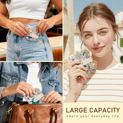 Image of Jogjam Rfid Women Wallet, Small Slim Thin Credit Card Wallet, PU Leather Bifold Cash Wallet, Zipper Coin Pocket & ID Window, Female Ladies Teen Girls Girly Gifts, Sea Turtle, Modern