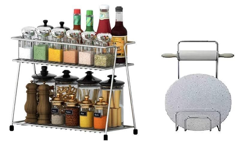 Zepdos Spice Tiered Shelf Rack For Kitchen With Chakla Under Cabinet Belan Tawa Stand For Kitchen, Storage Shelf Organizer, Stainless Steel Stand For Kitchen (Pack Of 2) (B0CDWVCSL7) Amazon Price History, Amazon Price Tracker