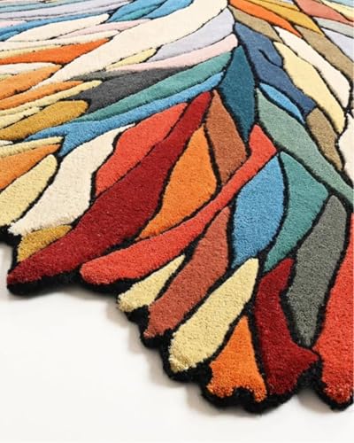 Image of Sifa Carpet Crafted with Care: Premium Hand-Tufted Wool Carpets Irregular Shaped Botanical Design Handmade Area Rugs, Living Room, Bedroom Rust,Beige Color Size 5x8 feet (150x240cm)