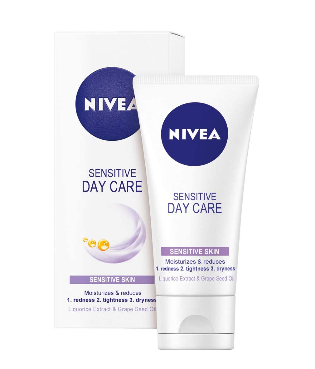NIVEA Sensitive Day Cream (50 ml), Face Cream and Moisturiser with SPF 15 for Sensitive Skin, Summer Skin Care Essentials, Sensitive Moisturising Cream (Pack of 2) - Image 2