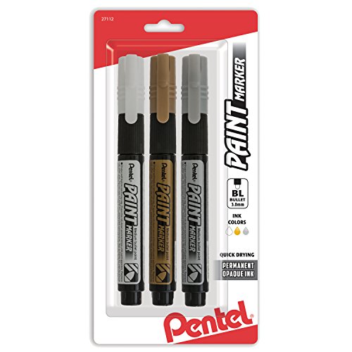 Pentel Paint Markers, Medium Bullet Point, Assorted Ink (WXZ) 3-Pk