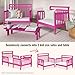 Dream On Me Emma 3-in-1 Convertible Wooden Toddler Bed in Fuschia Pink, Baby Safety Alliance Certified, Low-to-Floor Design, Solid Pinewood with Safety Rails