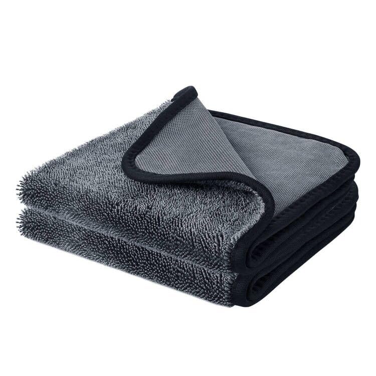 KUIRUNRXPack of 2 Premium Drying Cloth, Scratch-Free, Absorbent Microfibre Cloths, Scratch-Free Microfibre Wipes for Cars, Motorcycles, Bicycles (Grey)