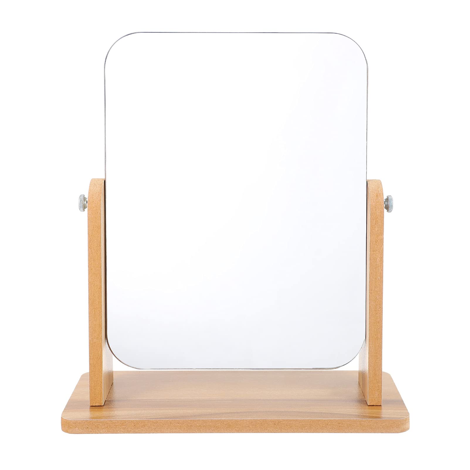 FRCOLOR Desktop Mirror Makeup Mirror Cosmetics Mirror With Wooden Base Standing Mirror Personal Care Mirror for Dormitory Bedroom Bathroom Dressing Room
