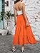 Arolina Maxi Skirt for Women Summer Boho Elastic High Waist Pleated A-Line Flowy Ruffle Swing Tiered Long Beach Skirt Dress Orange