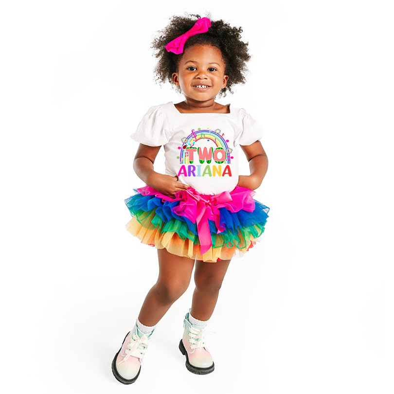 Baby Girls watermelon Birthday Outfit 2nd Birthday Outfit Girl Rainbow Tutu Ruffle Skirt Personalized Birthday Dress for Toddler Birthday dress Newborn to 1st 2nd 3rd 4th Birthday (Style 1)