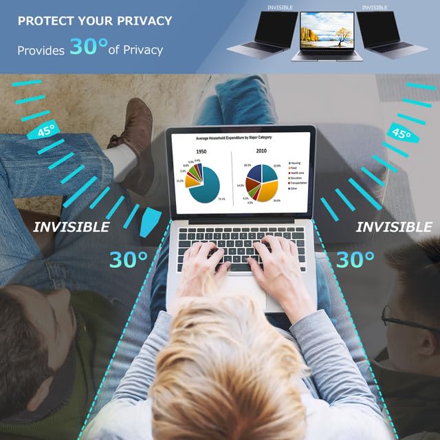 LAMA Pellicola Protettiva per Schermo da 15,6 Pollici, Rapporto D'aspetto 16:9, per Laptop, Pellicola Protettiva Rimovibile, Filtro Privacy, Filtro Anti-riflesso con Luce Blu (16:9)