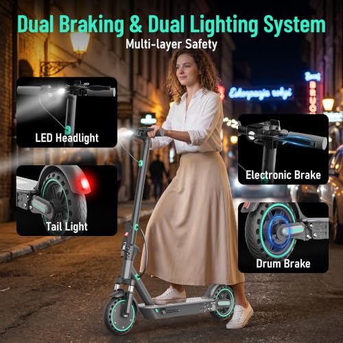 Image of 350W /500W Adult Electric Scooter, 8.5 inch /10 inch Solid Tires, 36V 7.8AH-15AH Battery, UP to 19-25MPH, 20-31 Miles Range, Foldable Lightweight E-Scooter, Dual Brakes, App Control, Max Load 265 LBS