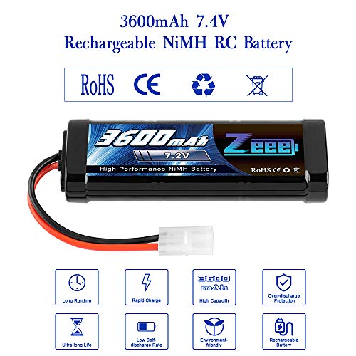 Zeee 7.2V 3600Mah Rc Nimh Battery With Tamiya Plug For Rc Car Rc Truck Associated Hpi Losi Kyosho Tamiya Hobby(2 Pack) #TOP5