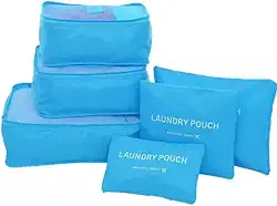Organizador De Mala Para Viagem Kit 6 Peças (Azul Claro)
