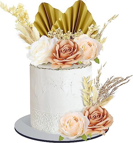 Boho Tortenaufsatz Tortendeko Blumen Tortendeko Deko Torte Palmblätter Kuchendekoration 25Stk für Männer Frau DIY Geburtstag Babyparty Braut tortendekoration