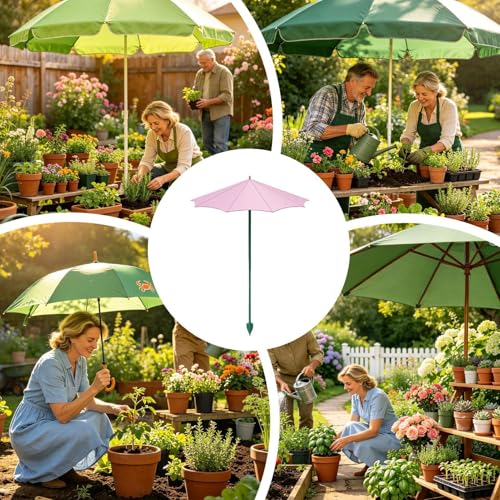 Sombrilla pequeña para plantas de 26,5 cm con estaca de fijación para tierra de jardín 4
