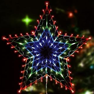 FB FunkyBuys Christmas Star 100 Led Lights Indoor/Outdoor Christmas Decorations Multicolor Blue & White/Warm White Star Silhouette Window Decoration with Light Controller (Multicolor)