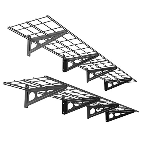 FLEXIMOUNTS 1' x 6' Black 2-Pack 1x6ft 12-inch-by-72-inch Wall Shelf Garage Storage Rack