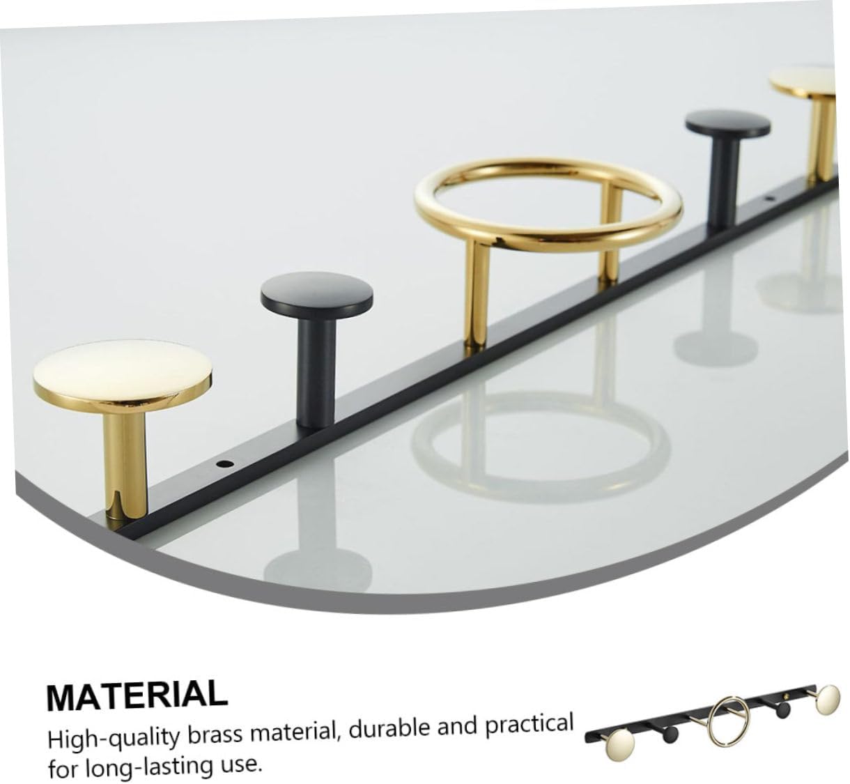 Brass Wall-Mounted Clothes Hook 1 Ring 4-Hook Line for Bathroom and Door, Household Door Mounted Coat and Hat Rack, Modern Style Towel and Robe Hook