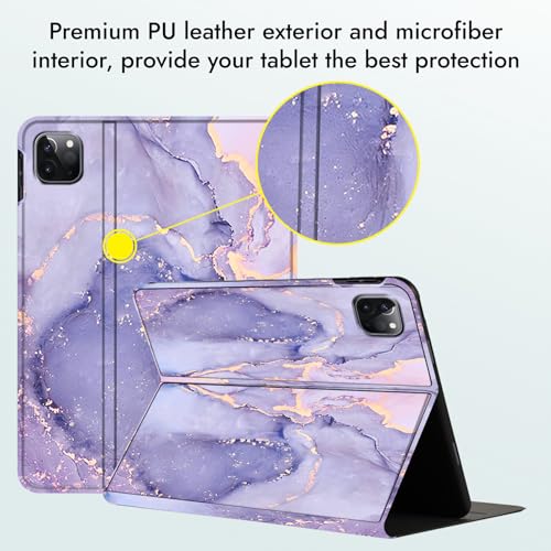 Image of Robustrion Case Cover for iPad Air 11 inch M4 / M3 / M2 (2024 /2025) / iPad Air 5th Generation Cover / 4th Gen 10.9 inch with [Pencil Holder Right Side] [Auto Sleep Wake] Folio Cover Case - Marble Lilac