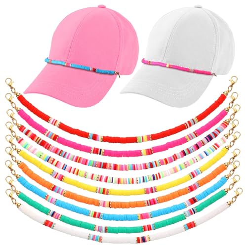 Image of Geyoga 9 Pcs Trucker Hat Chains Trucker Hat Charms Women Man Bill Decoration Detachable DIY Metal Chain for Mesh Baseball Cap(Multicolor,Bead Style)