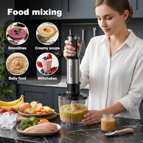 Image of Immersion Blender Handheld 1200W, 20-speeds Immersion Hand Blenders, Hand Mixer with Mining Beaker,Chopper,Whisk, Frother and Stick Blender Suitable for Kitchen, Protein Shakes and Baby Food