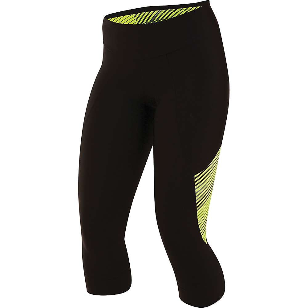 Pearl iZUMi Women's Select Pursuit 3 Quarter Tights, Black/Screaming Yellow Whirl, X-Small