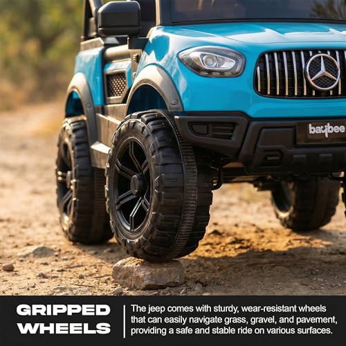 Image of Baybee BeastX Battery Operated Jeep for Kids with Parental Control | Baby Ride On Electric Car with RGB Lights, Music & Swing Mode | Rechargeable Battery Car for Kids 2 to 6 Years (Blue)