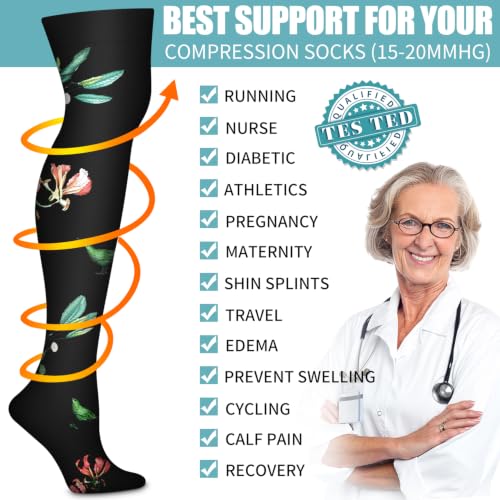 Image of Bluemaple Thigh High Compression Socks for Women and Men Circulation(3 Pairs) Over the Knee-Best Support for Running,Travel