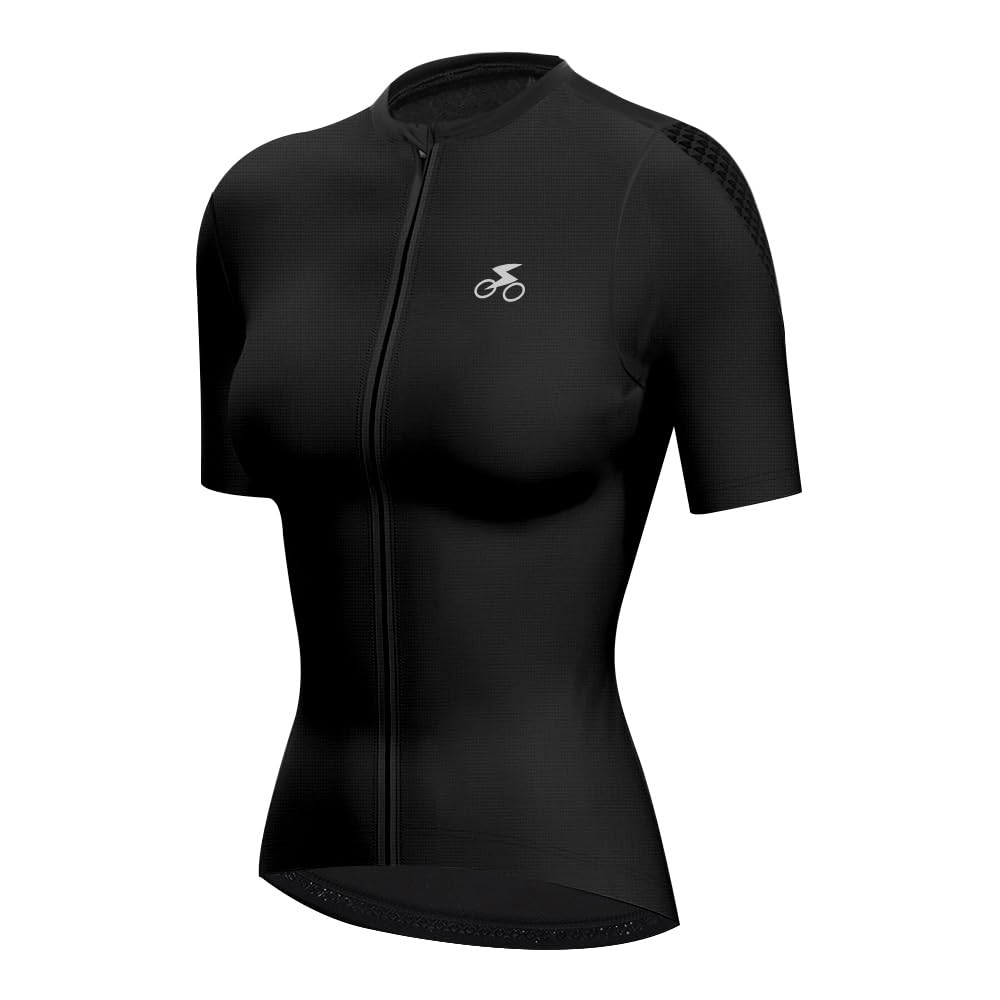 Maillot de ciclismo para mujer, manga larga, transpirable, de alta elasticidad, con 3 bolsillos traseros