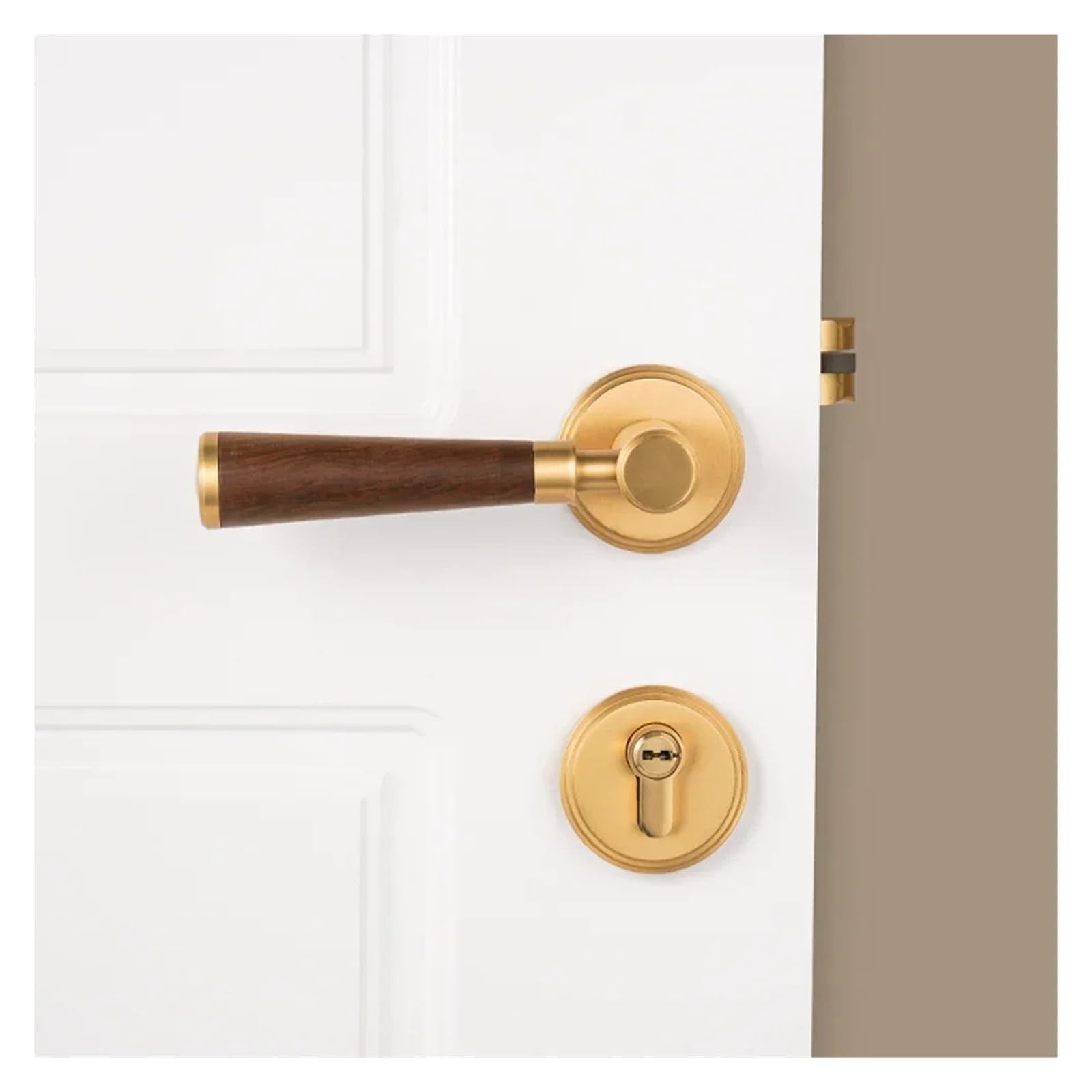 BSAXITHZB Brass Door Lock trapezoidal Wooden Handle Furniture Bedroom(8550BK Flathead Lock)