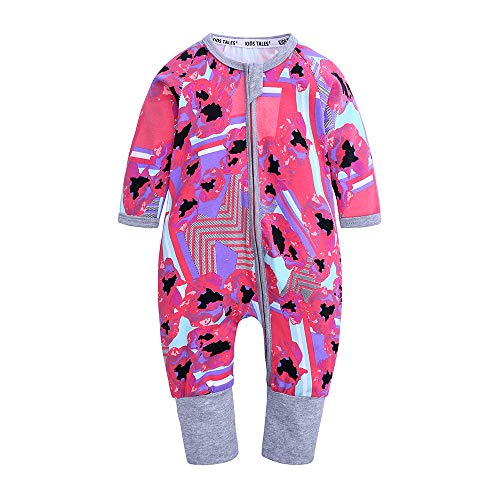 Kids Tales Baby Boys Girls Zipper Romper Long Sleeve Pajama Cotton Graphic Sleepwear