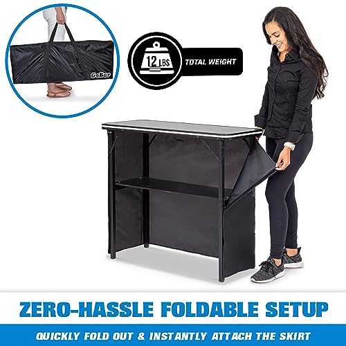 Image of GoBar Portable Bar Table with Multi-Color LED Lights - Mobile Bartender Station for Events - Includes Carrying Case