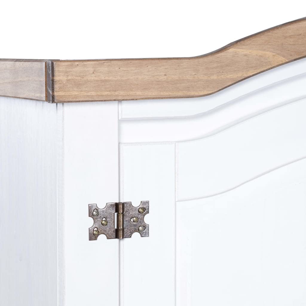KOIECETA Kiefer Kleiderschrank Mexiko-Stil Corona Garderobenschrank Schlafzimmerschrank Dielenschrank Holzschrank Schrank (Weiß, 2 Türen)