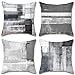 Juego de 4 Fundas Cojines Decorativos Pintura al Óleo Arte Contemporáneo 45x45 cm Decorativa Funda de Almohada Cojín Sauve Modernas para Cama Sofás Sala de Estar Dormitorio, Gris y Gris Oscuro