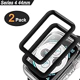 Apple Watch Series 4 Screen Protector 44mm Tempered Glass Screen Protector(2 -Pcs),Premium Surface Hardness Full Coverage Metal Frame Tempered Glass Screen Protector for Apple Watch 4
