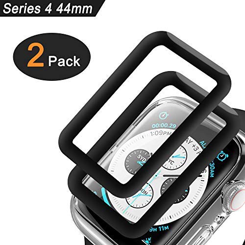 Apple Watch Series 4 Screen Protector 44mm Tempered Glass Screen Protector(2 -Pcs),Premium Surface Hardness Full Coverage Metal Frame Tempered Glass Screen Protector for Apple Watch 4