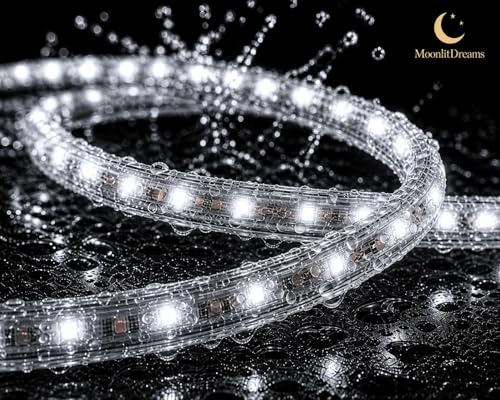 Image of MoonlitDreams 20M LED Rope Light | 120 LEDs /M Waterproof Strip Light | White Flexible Cove Light for False Ceiling, Balcony, Bedroom, Garden & Indoor Outdoor Decoration | Plug & Play Decorative Light