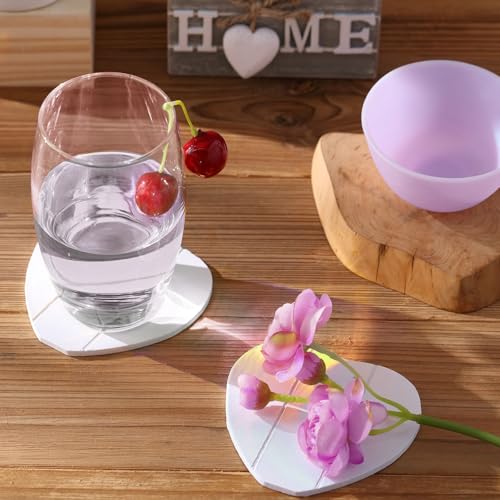 Heartwood Drink Coasters Set of 6, Farmhouse Style with Holder, Funny Designs for Coffee Table Protection, Perfect Housewarming Gifts for New Home Decoration, 4 Inch (Grey,Home) - Image 7