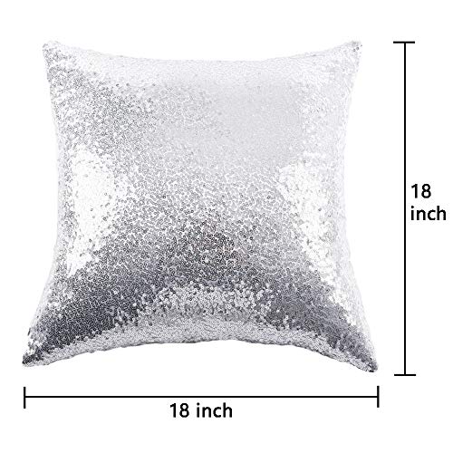Ushinemi Sequin Throw Pillow Covers Throw Pillow Cases, 18 X 18 Pillow Cover, Silver Square Pillow Cases, Set Of 2 #TOP3