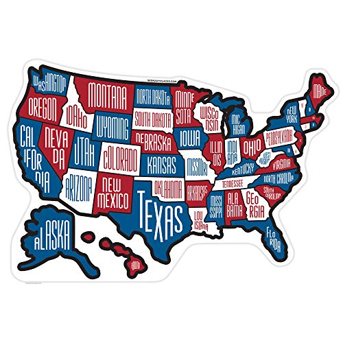 RV State Stickers ~ Red White & Blue Camper Motor Home Travel Map, 19