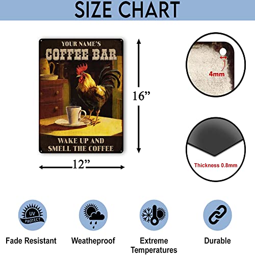 Wodoro Custom Coffee Bar Metal Tin Sign (Not Carved/Neon Sign), Kitchen Decor Wall Plaque, Personalized Gifts For Coffee Lovers, Espresso Cappuccino Latte Coffee & Tea Bar, Coffee & Wine Bar (23) #TOP1