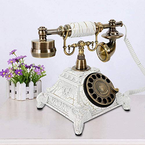 Teléfono vintage con cable estilo antiguo para escritorio blanco miniatura 2