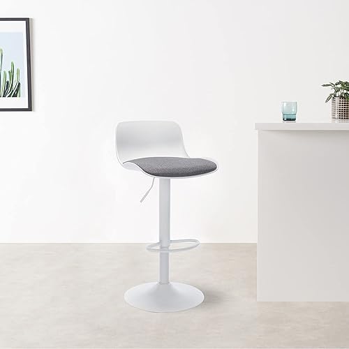 Miniatura 2 de Juego de 2 taburetes de bar de ratán natural, silla de bar interior con patas de acero acabadas para cocina, comedor