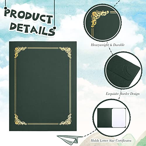 Fainne 80 Pieces Certificate Holders Diploma Holders Document Holder Certificate Covers Certificate Folders with Gold Foil Border for Letter Size 8.5 x 11 Inches Diploma Documents Awards (Green) by Fainne - Image 3