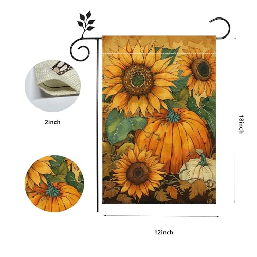 Hsrvivi Fall Sunflower Garden Flag For Outside, Thanksgiving Pumpkin Garden Flag, Welcome Fall Garden Flag 12X18 Inch Double Sided Burlap, Outdoor Yard Flag Decorations For Home(Only Garden Flag) thumb #7