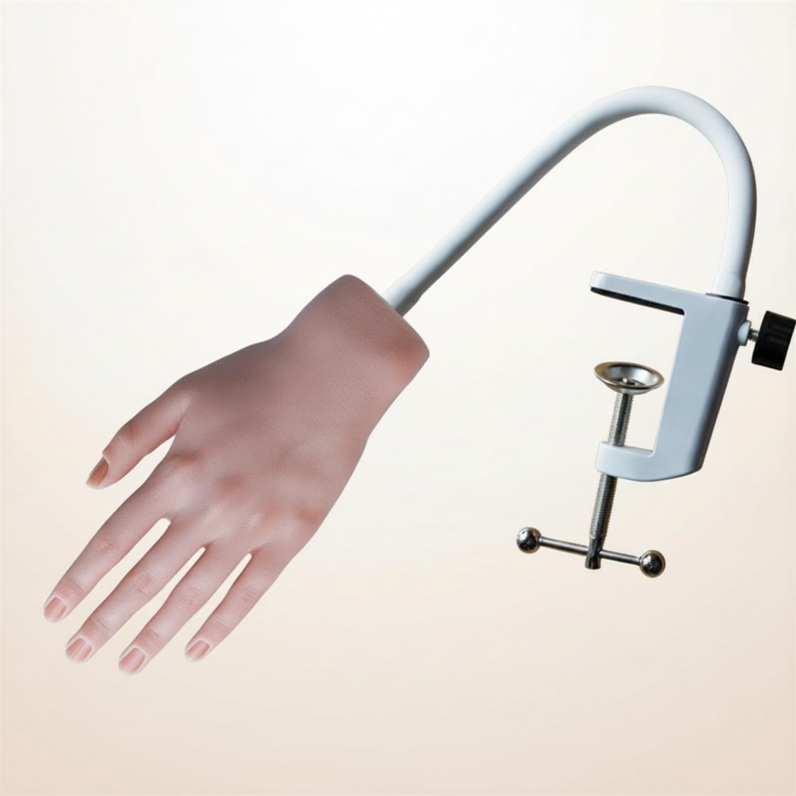 Manichino per Allenamento Unghie Mano Finta Modello Allenamento Manicure in Silicone Pieghevole con Dita Posizionabili E Fissaggio da Tavolo Adatto, Mano Sinistra