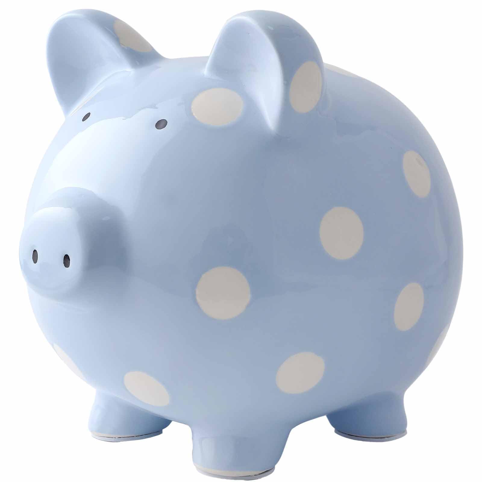 SOBEIT 11inch Piggy Bank for Adult, Large Piggy Bank, Polka Dot Piggy Bank Money Bank Coin Bank for Adult, Girls, Boys, Kids(Blue/11.02”L x 7.48”W x 8.66” H)