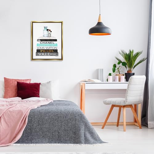 Image of 'Bookstack with Beauty Brushes'| Floating Frame Canvas Art