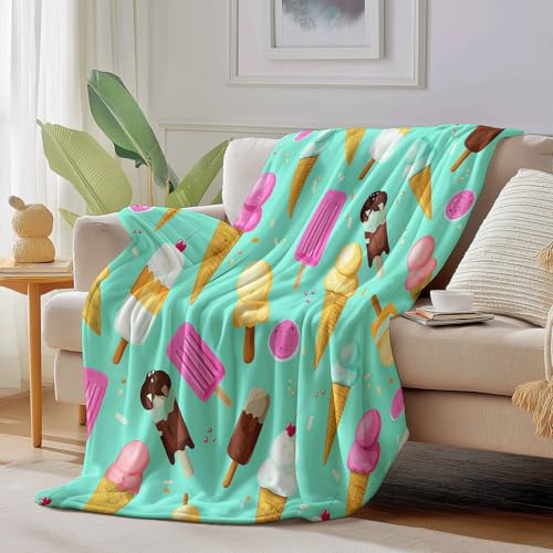 Couverture en flanelle imprimée de glaces et sucettes