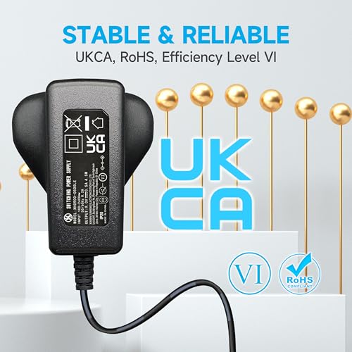 ANLINK 9V 0.5A/500mA 1.8M Long Power Supply Adapter, AC 100-240V to DC 9V 0.5A Switching Adapter PSU 5.5x2.1mm Wall Plug for Arduino UNO MEGA,Elliptical Machine and More 9Volt Devices, UKCA Certified - Image 2