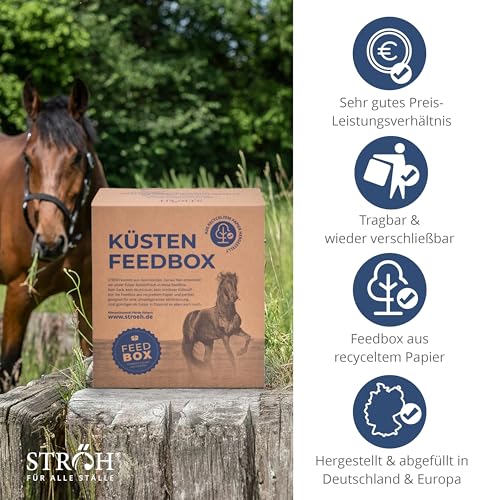 STRÖH Küsten Build up MX (30 kg Feedbox) • Hochwertiges Aufbaumüsli • Ideal für Sport- & Turnierpferde • Pferde Müsli mit Vitamin E, A, B12, D3, Biotin, etc. • Pferdefutter Müsli