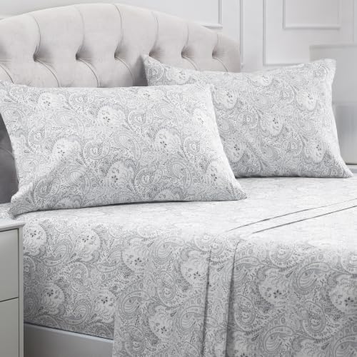 Image of Mellanni Full Sheets Set - 4 PC Iconic Collection Bedding | Hotel Luxury, Extra Soft, Cooling Bed Sheets - Wrinkle, Fade, Stain Resistant (Full, Paisley Gray)