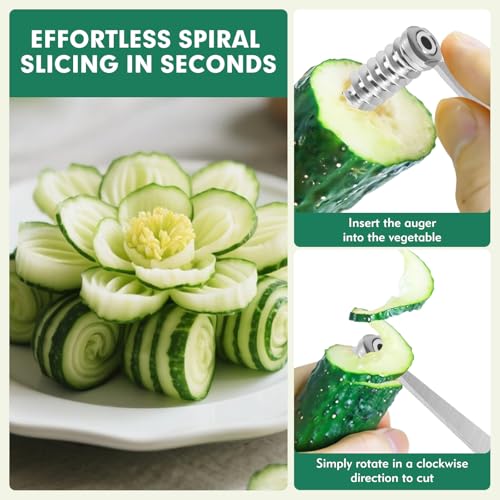 Image of Piranha Spiral Cutter, Stainless Steel Spiral Cutter for Potato Cucumber Carrot Onion and Vegetable, Practical Kitchen Gadgets